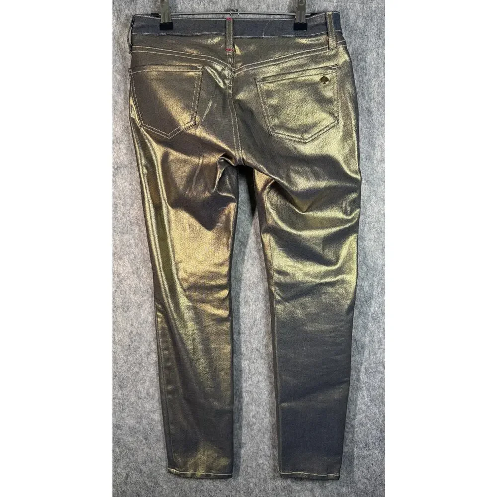 NWOT Kate Spade Broome Street Skinny Jeans Gold Bronze Metallic Size 27
